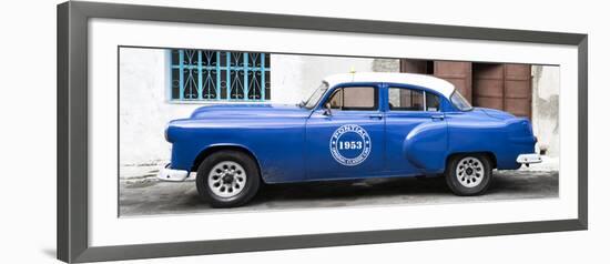 Cuba Fuerte Collection Panoramic - Blue Pontiac 1953 Original Classic Car-Philippe Hugonnard-Framed Photographic Print