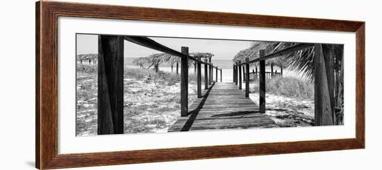 Cuba Fuerte Collection Panoramic BW - Boardwalk on the Beach-Philippe Hugonnard-Framed Photographic Print