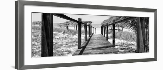 Cuba Fuerte Collection Panoramic BW - Boardwalk on the Beach-Philippe Hugonnard-Framed Photographic Print