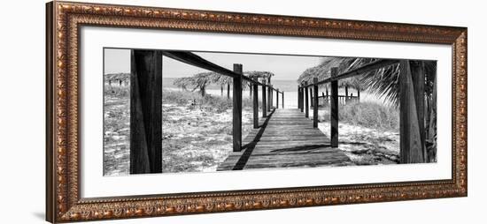 Cuba Fuerte Collection Panoramic BW - Boardwalk on the Beach-Philippe Hugonnard-Framed Photographic Print