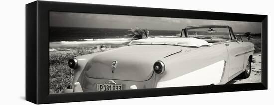 Cuba Fuerte Collection Panoramic BW - Cabriolet Classic Car-Philippe Hugonnard-Framed Stretched Canvas