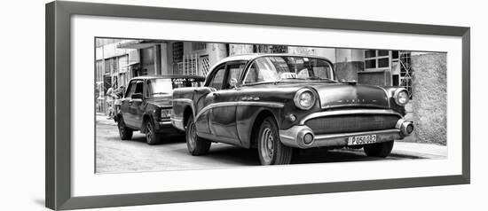 Cuba Fuerte Collection Panoramic BW - Cuban Taxi in Havana II-Philippe Hugonnard-Framed Photographic Print