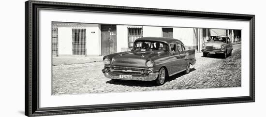 Cuba Fuerte Collection Panoramic BW - Cuban Taxis II-Philippe Hugonnard-Framed Photographic Print