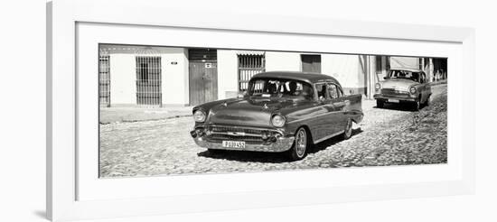 Cuba Fuerte Collection Panoramic BW - Cuban Taxis II-Philippe Hugonnard-Framed Photographic Print