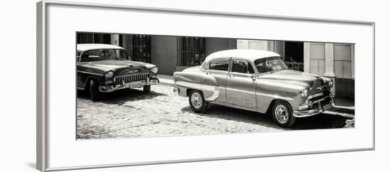 Cuba Fuerte Collection Panoramic BW - Cuban Taxis-Philippe Hugonnard-Framed Photographic Print