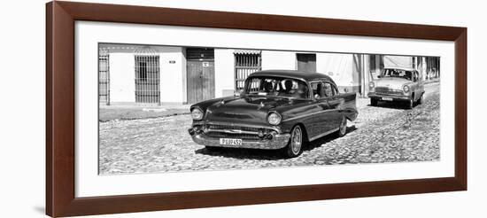 Cuba Fuerte Collection Panoramic BW - Cuban Taxis-Philippe Hugonnard-Framed Photographic Print