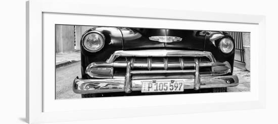 Cuba Fuerte Collection Panoramic BW - Detail on Classic Chevy-Philippe Hugonnard-Framed Photographic Print