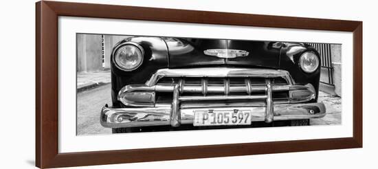 Cuba Fuerte Collection Panoramic BW - Detail on Classic Chevy-Philippe Hugonnard-Framed Photographic Print