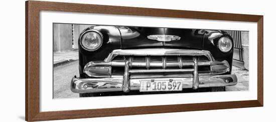 Cuba Fuerte Collection Panoramic BW - Detail on Classic Chevy-Philippe Hugonnard-Framed Photographic Print