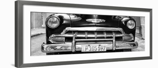 Cuba Fuerte Collection Panoramic BW - Detail on Classic Chevy-Philippe Hugonnard-Framed Photographic Print