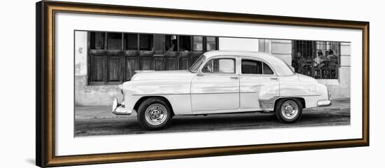 Cuba Fuerte Collection Panoramic BW - Havana Club and Classic Car II-Philippe Hugonnard-Framed Photographic Print