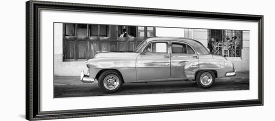 Cuba Fuerte Collection Panoramic BW - Havana Club and Classic Car-Philippe Hugonnard-Framed Photographic Print