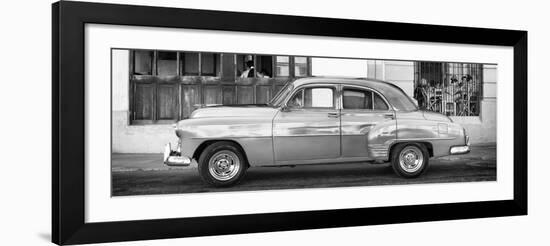 Cuba Fuerte Collection Panoramic BW - Havana Club and Classic Car-Philippe Hugonnard-Framed Photographic Print