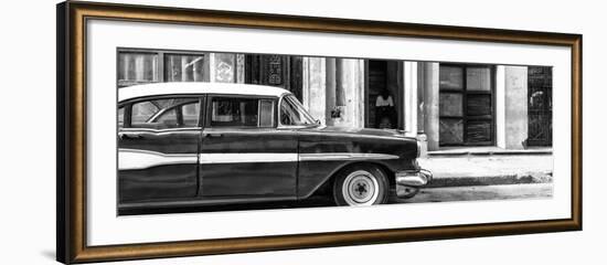 Cuba Fuerte Collection Panoramic BW - Old Classic American Car II-Philippe Hugonnard-Framed Photographic Print