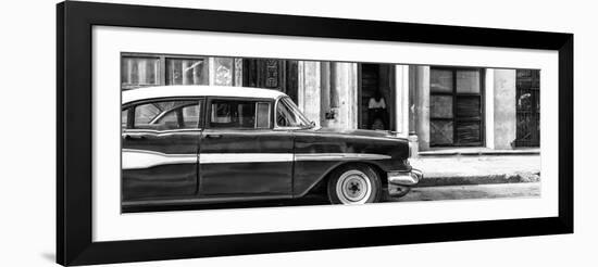 Cuba Fuerte Collection Panoramic BW - Old Classic American Car II-Philippe Hugonnard-Framed Photographic Print