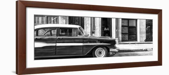 Cuba Fuerte Collection Panoramic BW - Old Classic American Car II-Philippe Hugonnard-Framed Photographic Print