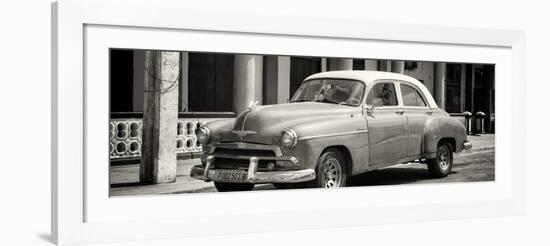 Cuba Fuerte Collection Panoramic BW - Old Classic Car-Philippe Hugonnard-Framed Photographic Print