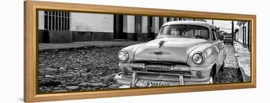 Cuba Fuerte Collection Panoramic BW - Plymouth Classic Car II-Philippe Hugonnard-Framed Stretched Canvas