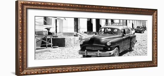 Cuba Fuerte Collection Panoramic BW - Retro Taxi in Trinidad-Philippe Hugonnard-Framed Photographic Print