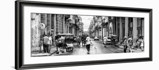 Cuba Fuerte Collection Panoramic BW - Street Scene in Havana II-Philippe Hugonnard-Framed Photographic Print