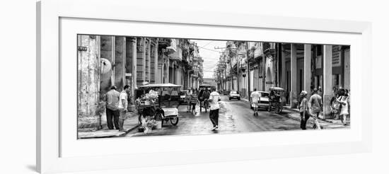 Cuba Fuerte Collection Panoramic BW - Street Scene in Havana II-Philippe Hugonnard-Framed Photographic Print