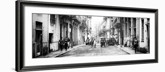 Cuba Fuerte Collection Panoramic BW - Street Scene in Havana III-Philippe Hugonnard-Framed Photographic Print
