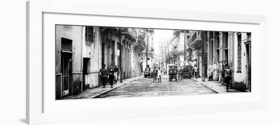 Cuba Fuerte Collection Panoramic BW - Street Scene in Havana III-Philippe Hugonnard-Framed Photographic Print