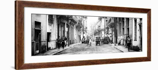 Cuba Fuerte Collection Panoramic BW - Street Scene in Havana III-Philippe Hugonnard-Framed Photographic Print