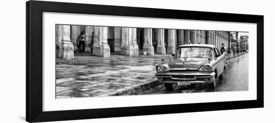 Cuba Fuerte Collection Panoramic BW - Taxi of Havana II-Philippe Hugonnard-Framed Photographic Print