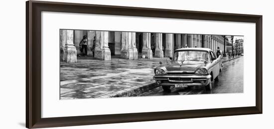 Cuba Fuerte Collection Panoramic BW - Taxi of Havana II-Philippe Hugonnard-Framed Photographic Print
