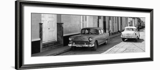 Cuba Fuerte Collection Panoramic BW - Vintage Cars in Trinidad II-Philippe Hugonnard-Framed Photographic Print