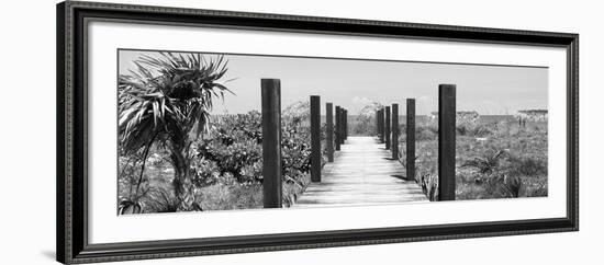 Cuba Fuerte Collection Panoramic BW - Wooden Jetty on the Beach-Philippe Hugonnard-Framed Photographic Print