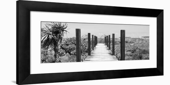 Cuba Fuerte Collection Panoramic BW - Wooden Jetty on the Beach-Philippe Hugonnard-Framed Photographic Print