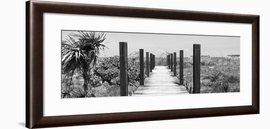 Cuba Fuerte Collection Panoramic BW - Wooden Jetty on the Beach-Philippe Hugonnard-Framed Photographic Print