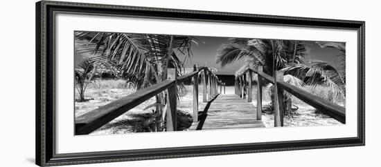 Cuba Fuerte Collection Panoramic BW - Wooden Jetty on the Beach-Philippe Hugonnard-Framed Photographic Print