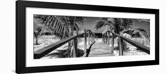 Cuba Fuerte Collection Panoramic BW - Wooden Jetty on the Beach-Philippe Hugonnard-Framed Photographic Print