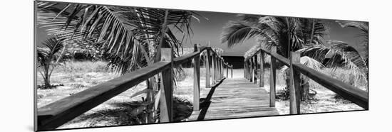 Cuba Fuerte Collection Panoramic BW - Wooden Jetty on the Beach-Philippe Hugonnard-Mounted Photographic Print