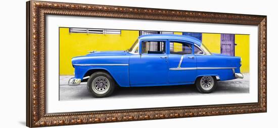 Cuba Fuerte Collection Panoramic - Classic American Blue Car in Havana-Philippe Hugonnard-Framed Photographic Print