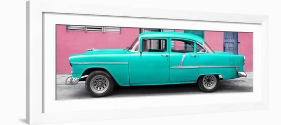 Cuba Fuerte Collection Panoramic - Classic American Turquoise Car in Havana-Philippe Hugonnard-Framed Photographic Print