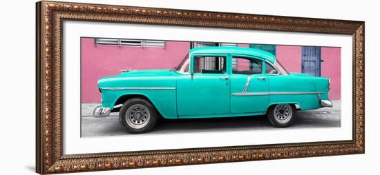 Cuba Fuerte Collection Panoramic - Classic American Turquoise Car in Havana-Philippe Hugonnard-Framed Photographic Print