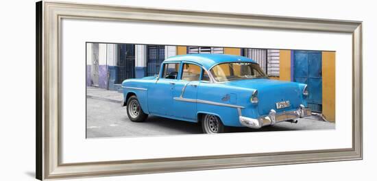 Cuba Fuerte Collection Panoramic - Cuban Blue Classic Car in Havana-Philippe Hugonnard-Framed Photographic Print