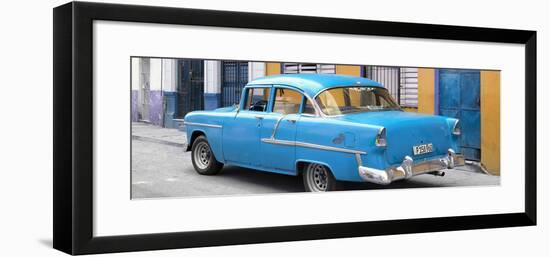 Cuba Fuerte Collection Panoramic - Cuban Blue Classic Car in Havana-Philippe Hugonnard-Framed Photographic Print