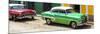 Cuba Fuerte Collection Panoramic - Cuban Green and Red Taxis-Philippe Hugonnard-Mounted Photographic Print