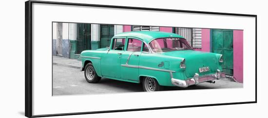 Cuba Fuerte Collection Panoramic - Cuban Turquoise Classic Car in Havana-Philippe Hugonnard-Framed Photographic Print