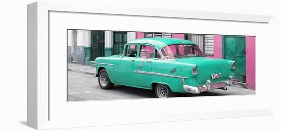 Cuba Fuerte Collection Panoramic - Cuban Turquoise Classic Car in Havana-Philippe Hugonnard-Framed Photographic Print