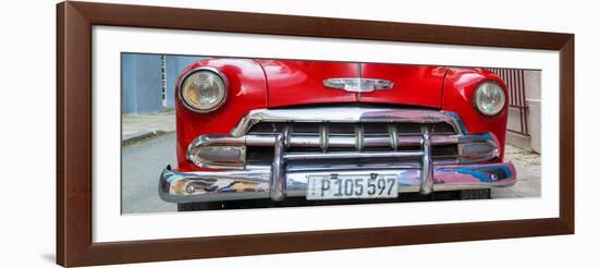 Cuba Fuerte Collection Panoramic - Detail on Red Classic Chevy-Philippe Hugonnard-Framed Photographic Print