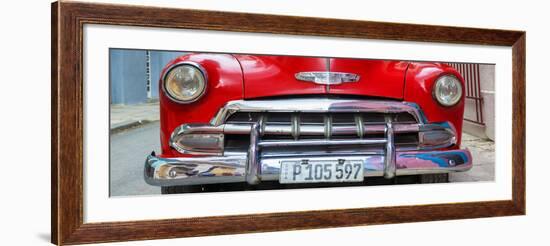 Cuba Fuerte Collection Panoramic - Detail on Red Classic Chevy-Philippe Hugonnard-Framed Photographic Print