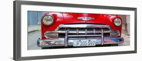 Cuba Fuerte Collection Panoramic - Detail on Red Classic Chevy-Philippe Hugonnard-Framed Photographic Print