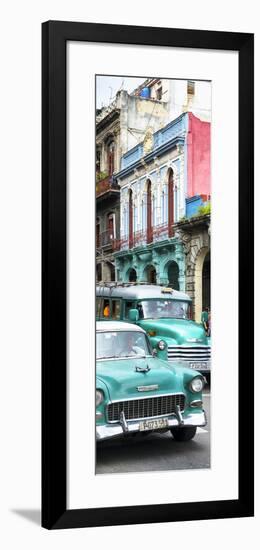 Cuba Fuerte Collection Panoramic - Green Classic Cars in Havana-Philippe Hugonnard-Framed Photographic Print