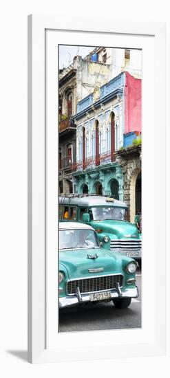 Cuba Fuerte Collection Panoramic - Green Classic Cars in Havana-Philippe Hugonnard-Framed Photographic Print